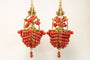Boucles d'oreilles Boucles d'oreilles anciennes - Paniers en or jaune 14 carats et corail 58 Facettes 7714