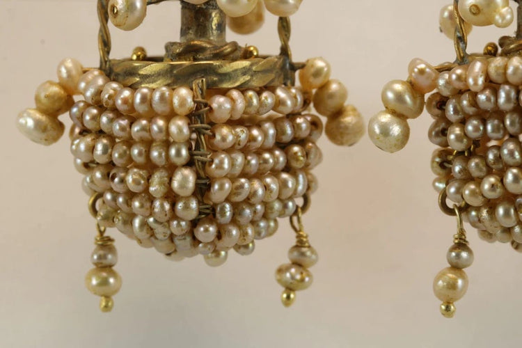 Boucles d'oreilles Boucles d'oreilles anciennes - Perles naturelles en or 14 carats 58 Facettes 7708