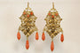 Boucles d'oreilles Boucles d’oreilles anciennes en or jaune 14 carats, corail et perles 58 Facettes 7712