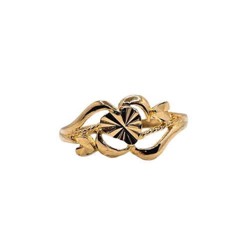 Bague 53 Bague de promesse trois cœurs guillochés en or jaune 22 carats 58 Facettes 262