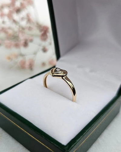 Bague 52 Bague cœur en or jaune 18 carats avec diamant 58 Facettes 468