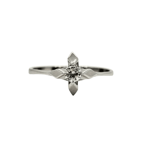 Bague 57 Bague solitaire vintage en or gris 18 carats et diamant 0,15 ct 58 Facettes 320