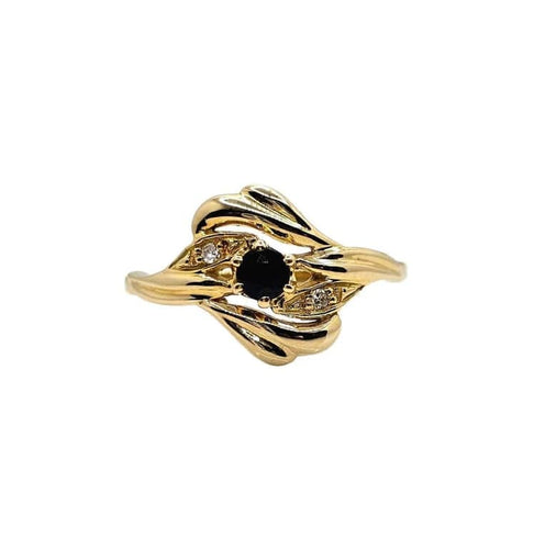 Bague 54 Bague en or jaune 18 carats avec saphir et diamants 58 Facettes 521