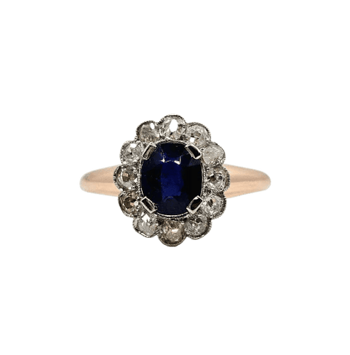 Bague 51,5 Bague marguerite en or rose et platine avec saphir et diamants 58 Facettes 387