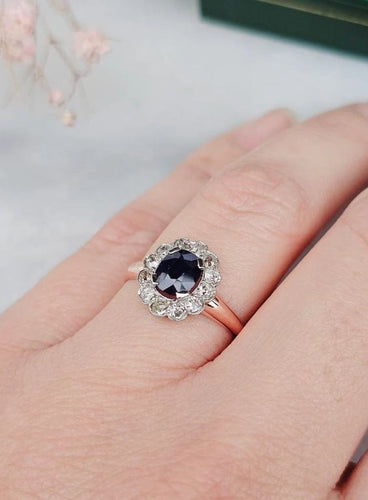 Bague 51,5 Bague marguerite en or rose et platine avec saphir et diamants 58 Facettes 387