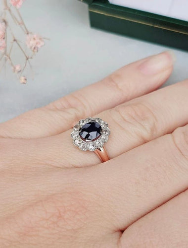 Bague 51,5 Bague marguerite en or rose et platine avec saphir et diamants 58 Facettes 387