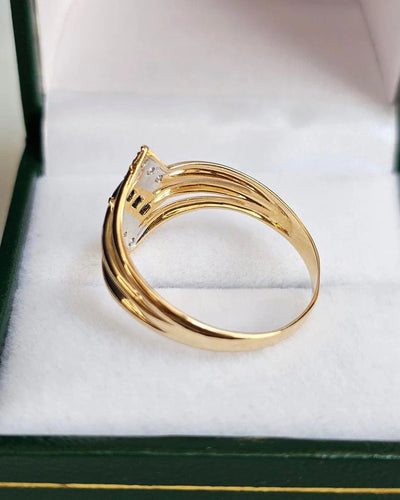 Bague 58 Bague vintage en or jaune 18 carats avec saphirs et diamants 58 Facettes 592
