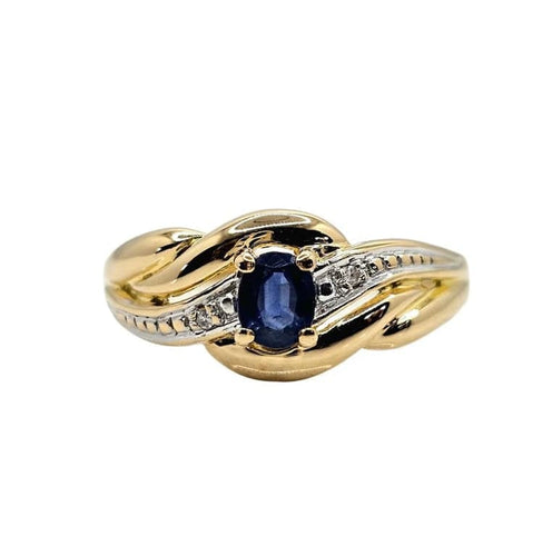 Bague 55 Bague saphir ovale en or jaune et or blanc 18 carats 58 Facettes 637
