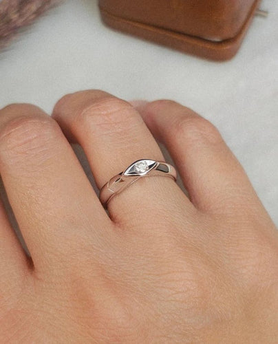 Bague 53 Polello - Bague solitaire en or blanc 18 carats avec diamant 0,10 ct 58 Facettes 630