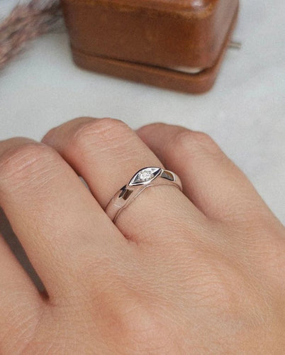 Bague 53 Polello - Bague solitaire en or blanc 18 carats avec diamant 0,10 ct 58 Facettes 630