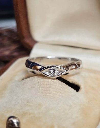 Bague 53 Polello - Bague solitaire en or blanc 18 carats avec diamant 0,10 ct 58 Facettes 630