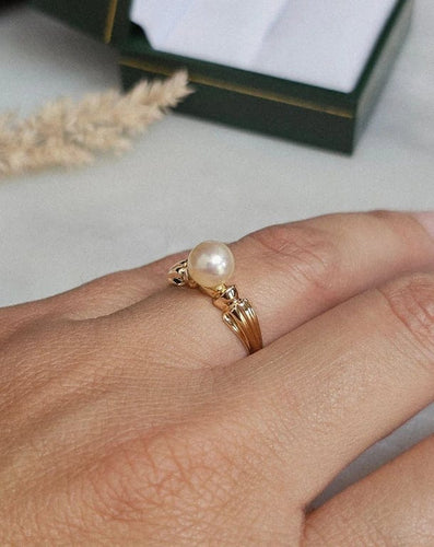 Bague 51 Bague solitaire en or jaune 18 carats et perle de culture 58 Facettes 683