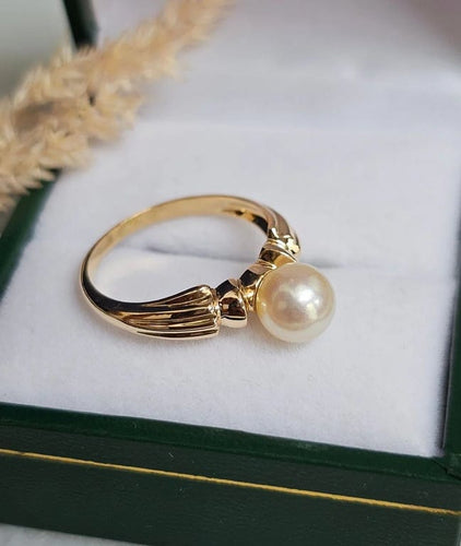 Bague 51 Bague solitaire en or jaune 18 carats et perle de culture 58 Facettes 683