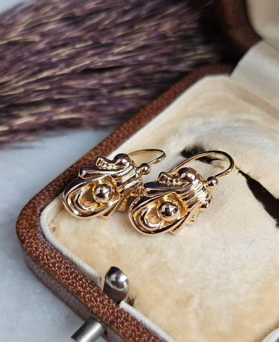 Boucles d'oreilles Boucles d'oreilles dormeuses Art déco en or rose 18 carats 58 Facettes 667