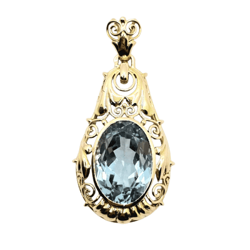 Pendentif Pendentif néo-victorien en or jaune 14 carats et spinelle bleu 58 Facettes 511