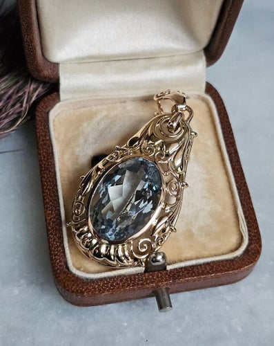 Pendentif Pendentif néo-victorien en or jaune 14 carats et spinelle bleu 58 Facettes 511