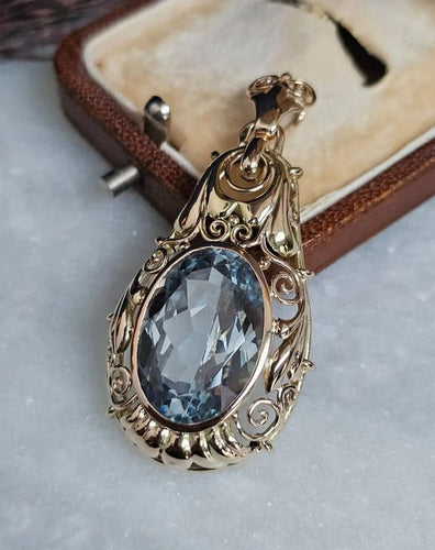 Pendentif Pendentif néo-victorien en or jaune 14 carats et spinelle bleu 58 Facettes 511