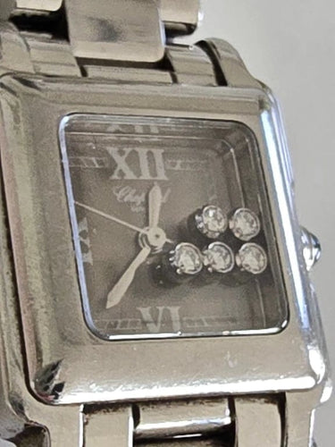 Montre Chopard Happy Sport - Montre en acier avec 5 diamants, set complet 58 Facettes