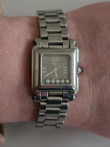 Montre Chopard Happy Sport - Montre en acier avec 5 diamants, set complet 58 Facettes