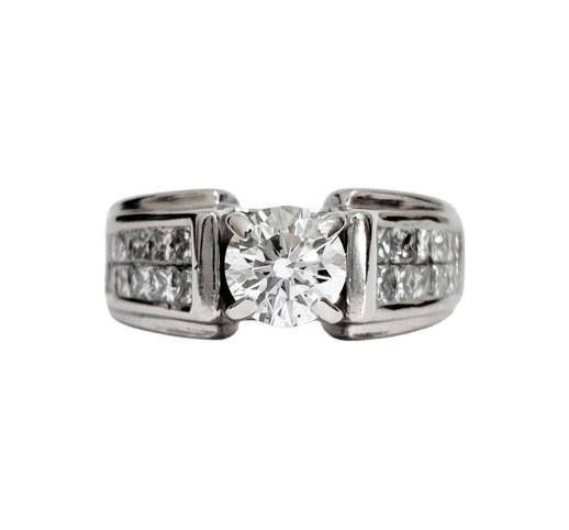 Bague 51.5 Bague solitaire accompagné en or blanc 18k et diamants 58 Facettes 1-888/1