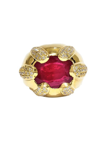 Bague 53 Bague jonc en or jaune 750 rubis et diamants 58 Facettes 1-804/1