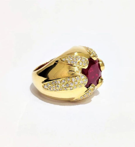 Bague 53 Bague jonc en or jaune 750 rubis et diamants 58 Facettes 1-804/1
