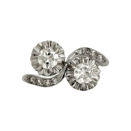 Bague 55 Bague Toi & Moi en platine 950 et diamants 58 Facettes 1-1119/4
