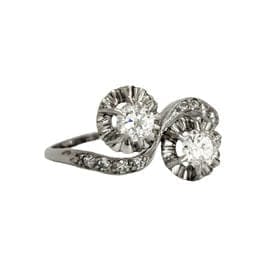 Bague 55 Bague Toi & Moi en platine 950 et diamants 58 Facettes 1-1119/4