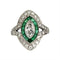 Bague 55 Art Déco - Bague marquise en platine, émeraudes et diamants 58 Facettes 1-1141/2