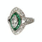 Bague 55 Art Déco - Bague marquise en platine, émeraudes et diamants 58 Facettes 1-1141/2