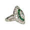 Bague 55 Art Déco - Bague marquise en platine, émeraudes et diamants 58 Facettes 1-1141/2