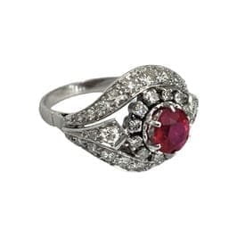 Bague 55 Bague Art déco en platine avec rubis et diamants 58 Facettes 1-1185/1