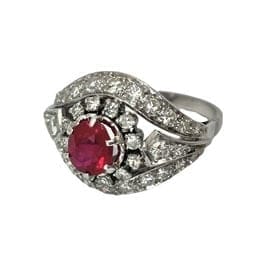 Bague 55 Bague Art déco en platine avec rubis et diamants 58 Facettes 1-1185/1