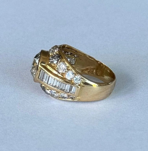 Bague 53 Bague rétro en or jaune 18K et diamants 58 Facettes R240022