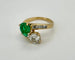 Bague 52.5 Bague Toi & Moi en or jaune 18 carats, émeraude et diamants 58 Facettes
