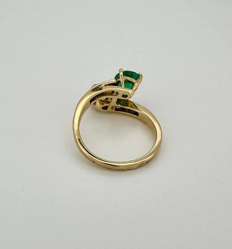 Bague 52.5 Bague Toi & Moi en or jaune 18 carats, émeraude et diamants 58 Facettes