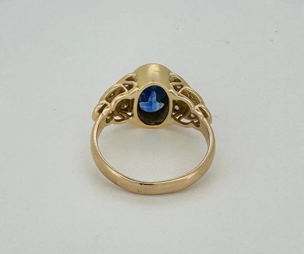 Bague 54.5 Bague en or jaune 18 carats au saphir et diamants 58 Facettes