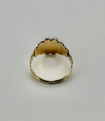 Bague 54 Bague en or jaune 18 carats ornée de grenats et perles 58 Facettes