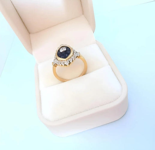 Bague 54 Bague marquise en or 18 carats bicolore saphirs et diamants 58 Facettes 1768