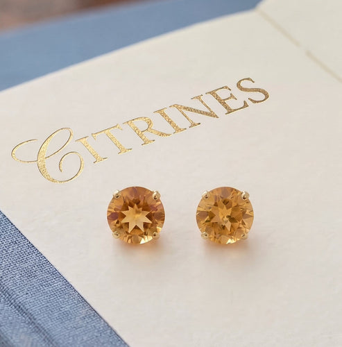 Boucles d'oreilles Boucles d’oreilles clous en or jaune 18 carats et citrines 58 Facettes AA 1527