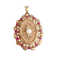 Pendentif Pendentif médaillon vintage en or rose 18K avec perle et rubis synthétiques 58 Facettes 1753