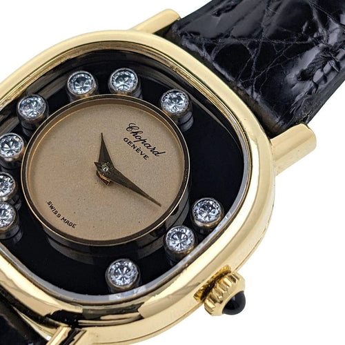Montre Chopard Happy Diamonds - Montre coussin en or 18 carats et diamants 58 Facettes
