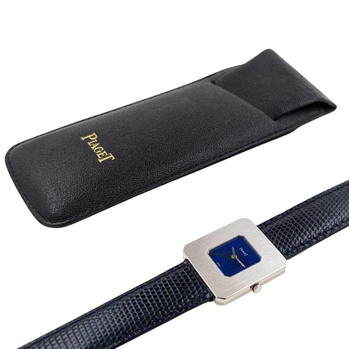 Montre Piaget Protocole 99042 - Montre rectangulaire ultra-plate en or blanc, cadran lapis-lazuli 58 Facettes