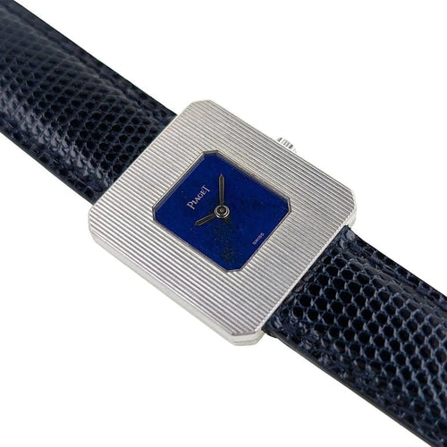 Montre Piaget Protocole 99042 - Montre rectangulaire ultra-plate en or blanc, cadran lapis-lazuli 58 Facettes