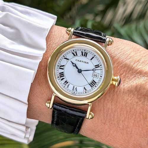 Montre Cartier Diabolo Date Large - Montre en or jaune 18 carats 58 Facettes