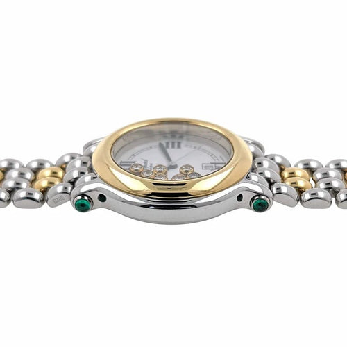Montre Chopard Happy Sport Date - Montre en or 18 carats et acier, diamants et émeraudes 58 Facettes
