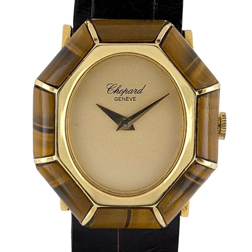 Montre Chopard Ellipse 5045/1 - Montre-bijou en or jaune 18 carats et œil-de-tigre 58 Facettes