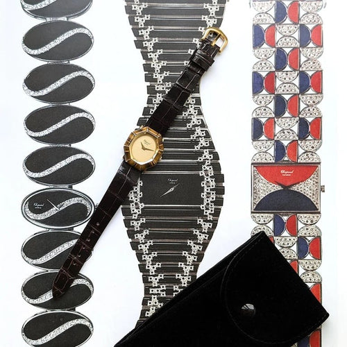 Montre Chopard Ellipse 5045/1 - Montre-bijou en or jaune 18 carats et œil-de-tigre 58 Facettes
