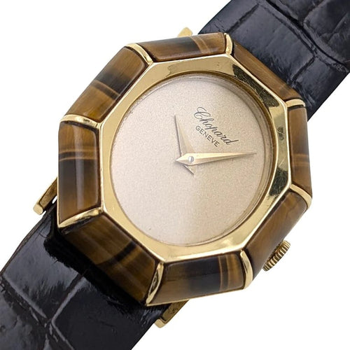 Montre Chopard Ellipse 5045/1 - Montre-bijou en or jaune 18 carats et œil-de-tigre 58 Facettes