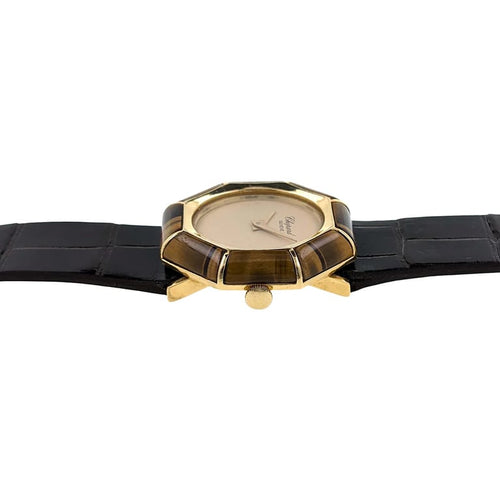 Montre Chopard Ellipse 5045/1 - Montre-bijou en or jaune 18 carats et œil-de-tigre 58 Facettes